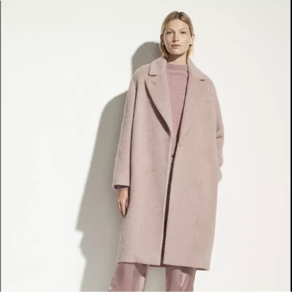Vince Women's Textured Wool Blend Notch Collar Overcoat — Mauve Orchid